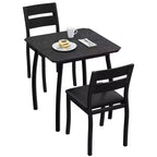 Ensemble table de salle à manger 3 pièces pour 2 personnes, table de cuisine de style campagnard et chaises rembourrées, meuble de salle à manger carré avec cadre en métal