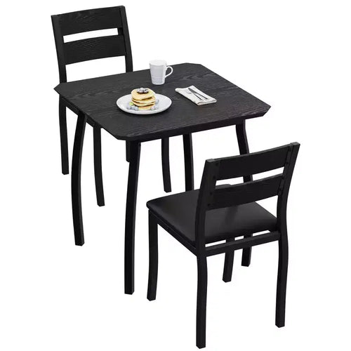 Ensemble table de salle à manger 3 pièces pour 2 personnes, table de cuisine de style campagnard et chaises rembourrées, meuble de salle à manger carré avec cadre en métal