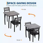 Ensemble table de salle à manger 3 pièces pour 2 personnes, table de cuisine de style campagnard et chaises rembourrées, meuble de salle à manger carré avec cadre en métal