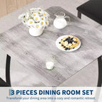 Ensemble table de salle à manger 3 pièces pour 2 personnes, table de cuisine de style campagnard et chaises rembourrées, meuble de salle à manger carré avec cadre en métal