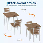 Ensemble table de salle à manger 3 pièces pour 2 personnes, table de cuisine de style campagnard et chaises rembourrées, meuble de salle à manger carré avec cadre en métal