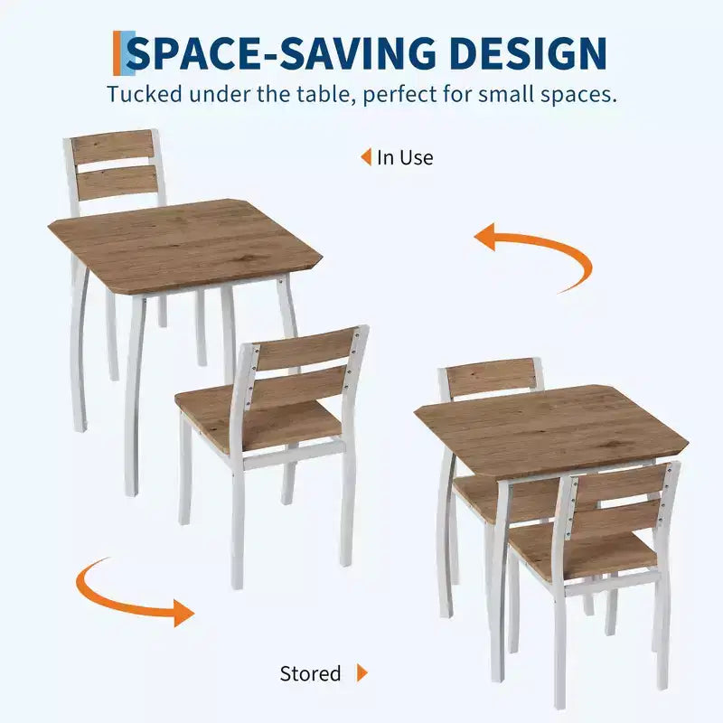 Ensemble table de salle à manger 3 pièces pour 2 personnes, table de cuisine de style campagnard et chaises rembourrées, meuble de salle à manger carré avec cadre en métal
