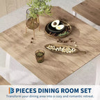 Ensemble table de salle à manger 3 pièces pour 2 personnes, table de cuisine de style campagnard et chaises rembourrées, meuble de salle à manger carré avec cadre en métal
