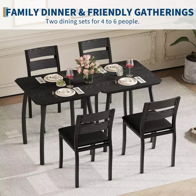Ensemble table de salle à manger 3 pièces pour 2 personnes, table de cuisine de style campagnard et chaises rembourrées, meuble de salle à manger carré avec cadre en métal