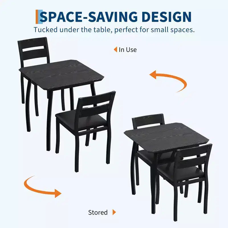Ensemble table de salle à manger 3 pièces pour 2 personnes, table de cuisine de style campagnard et chaises rembourrées, meuble de salle à manger carré avec cadre en métal