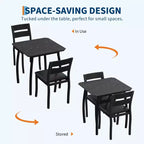 Ensemble table de salle à manger 3 pièces pour 2 personnes, table de cuisine de style campagnard et chaises rembourrées, meuble de salle à manger carré avec cadre en métal