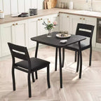 3 Piece Dining Table Set for 2, Farmhouse Kitchen Table and Upholstered Chair, Metal Frame Square Dining Room Furniture