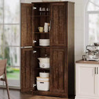 Acekool Armoire de cuisine haute avec étagères réglables, buffet de rangement à 4 portes pour la cuisine, la salle à manger et la salle de bain