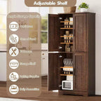 Acekool Armoire de cuisine haute avec étagères réglables, buffet de rangement à 4 portes pour la cuisine, la salle à manger et la salle de bain