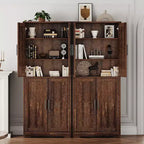 Acekool Armoire de cuisine haute avec étagères réglables, buffet de rangement à 4 portes pour la cuisine, la salle à manger et la salle de bain