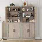 Acekool Armoire de cuisine haute avec étagères réglables, buffet de rangement à 4 portes pour la cuisine, la salle à manger et la salle de bain