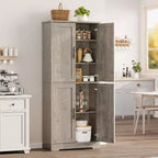 Acekool Armoire de cuisine haute avec étagères réglables, buffet de rangement à 4 portes pour la cuisine, la salle à manger et la salle de bain