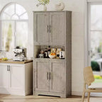 Acekool Armoire de cuisine haute avec étagères réglables, buffet de rangement à 4 portes pour la cuisine, la salle à manger et la salle de bain