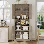 Acekool Armoire de cuisine haute avec étagères réglables, buffet de rangement à 4 portes pour la cuisine, la salle à manger et la salle de bain
