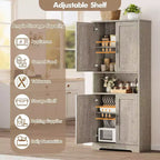 Acekool Armoire de cuisine haute avec étagères réglables, buffet de rangement à 4 portes pour la cuisine, la salle à manger et la salle de bain