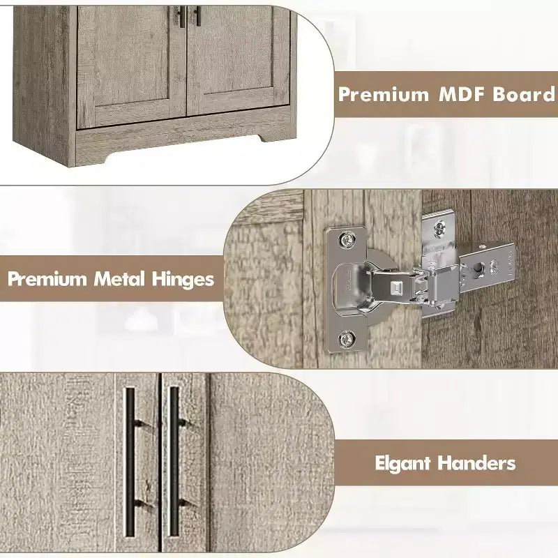 Acekool Armoire de cuisine haute avec étagères réglables, buffet de rangement à 4 portes pour la cuisine, la salle à manger et la salle de bain