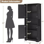 Acekool Armoire de cuisine haute avec étagères réglables, buffet de rangement à 4 portes pour la cuisine, la salle à manger et la salle de bain