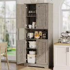 Acekool Armoire de cuisine haute avec étagères réglables, buffet de rangement à 4 portes pour la cuisine, la salle à manger et la salle de bain