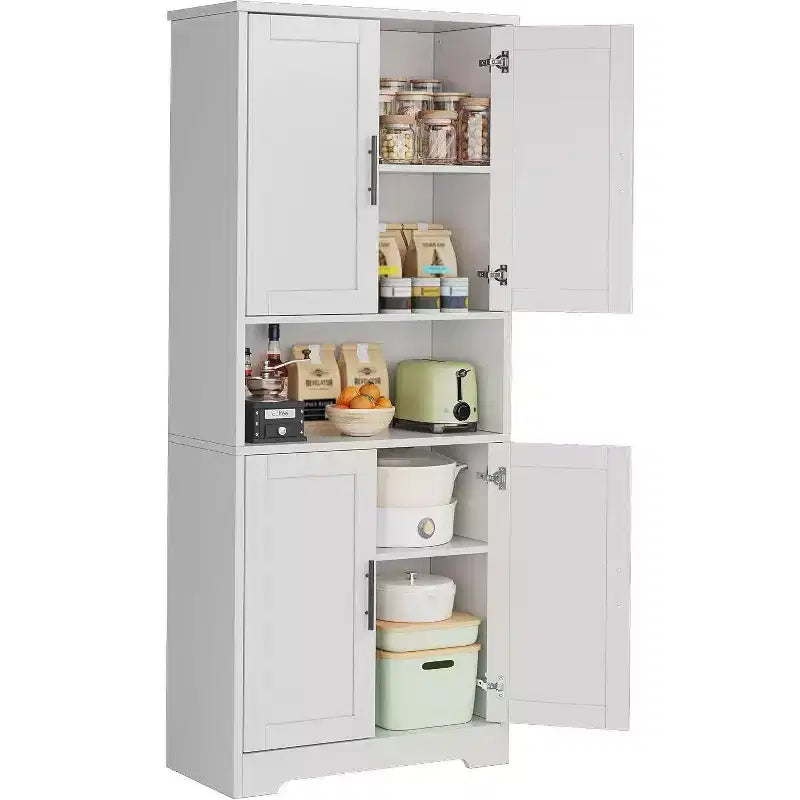 Acekool Armoire de cuisine haute avec étagères réglables, buffet de rangement à 4 portes pour la cuisine, la salle à manger et la salle de bain