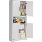 Acekool Armoire de cuisine haute avec étagères réglables, buffet de rangement à 4 portes pour la cuisine, la salle à manger et la salle de bain