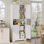 Acekool Armoire de cuisine haute avec étagères réglables, buffet de rangement à 4 portes pour la cuisine, la salle à manger et la salle de bain