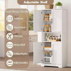 Acekool Armoire de cuisine haute avec étagères réglables, buffet de rangement à 4 portes pour la cuisine, la salle à manger et la salle de bain
