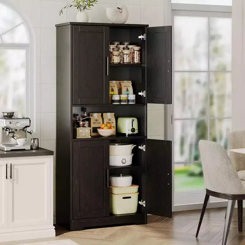 Acekool Armoire de cuisine haute avec étagères réglables, buffet de rangement à 4 portes pour la cuisine, la salle à manger et la salle de bain