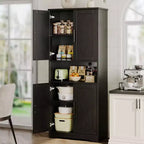 Acekool Armoire de cuisine haute avec étagères réglables, buffet de rangement à 4 portes pour la cuisine, la salle à manger et la salle de bain