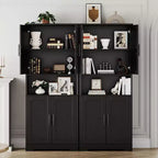 Acekool Armoire de cuisine haute avec étagères réglables, buffet de rangement à 4 portes pour la cuisine, la salle à manger et la salle de bain