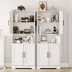 Acekool Armoire de cuisine haute avec étagères réglables, buffet de rangement à 4 portes pour la cuisine, la salle à manger et la salle de bain