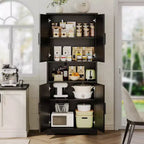 Acekool Armoire de cuisine haute avec étagères réglables, buffet de rangement à 4 portes pour la cuisine, la salle à manger et la salle de bain