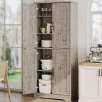 Acekool Armoire de cuisine haute avec étagères réglables, buffet de rangement à 4 portes pour la cuisine, la salle à manger et la salle de bain