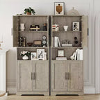 Acekool Armoire de cuisine haute avec étagères réglables, buffet de rangement à 4 portes pour la cuisine, la salle à manger et la salle de bain