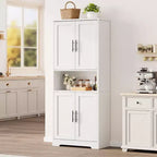 Acekool Armoire de cuisine haute avec étagères réglables, buffet de rangement à 4 portes pour la cuisine, la salle à manger et la salle de bain