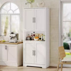 Acekool Armoire de cuisine haute avec étagères réglables, buffet de rangement à 4 portes pour la cuisine, la salle à manger et la salle de bain