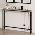 39.3 Entrance Table with Power Outlets USB Ports Station, Behind Couch Table, Grey
