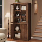 Meuble de garde-manger de cuisine tout en bois avec 4 portes magnétiques, armoire de rangement alimentaire autonome de style ferme, étagères réglables, grande capacité
