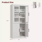 Meuble de garde-manger de cuisine tout en bois avec 4 portes magnétiques, armoire de rangement alimentaire autonome de style ferme, étagères réglables, grande capacité