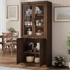 Meuble de garde-manger de cuisine tout en bois avec 4 portes magnétiques, armoire de rangement alimentaire autonome de style ferme, étagères réglables, grande capacité