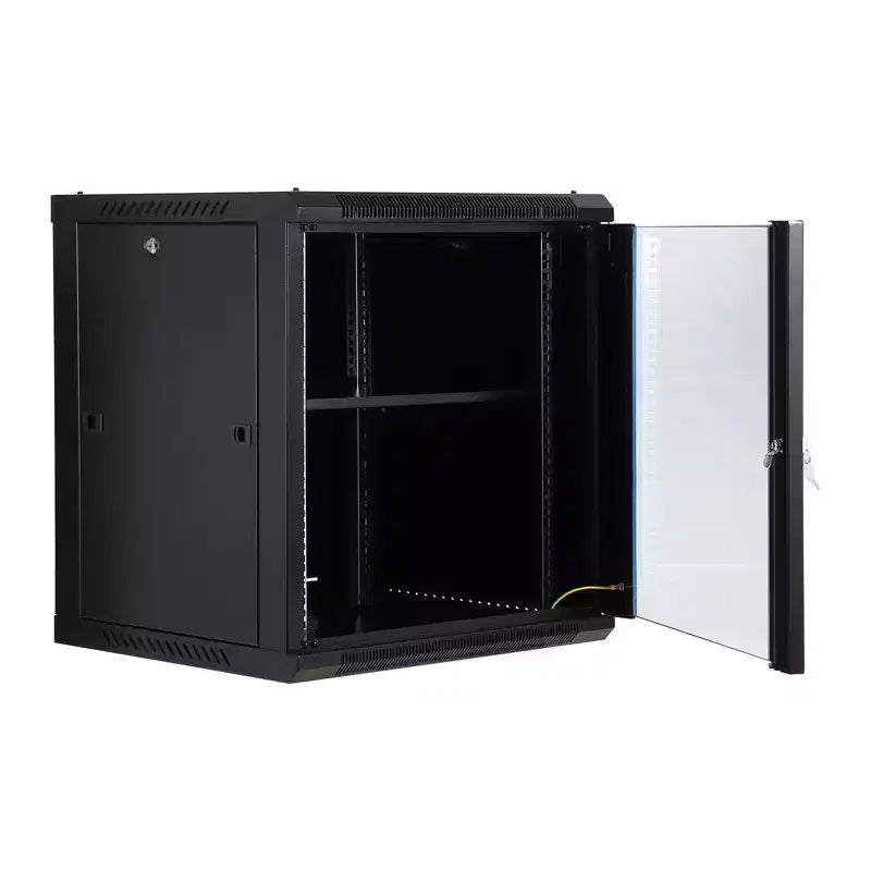 Armoire réseau murale 12U - Baie de brassage 600 mm de profondeur avec porte vitrée verrouillable et panneaux latéraux amovibles, pour équipement informatique/audiovisuel