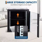 Armoire réseau murale 12U - Baie de brassage 600 mm de profondeur avec porte vitrée verrouillable et panneaux latéraux amovibles, pour équipement informatique/audiovisuel