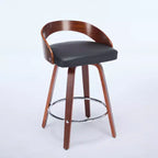 CLIHOME Lot de 2 tabourets de bar pivotants avec dossier bas, chaises de bar en bois avec assise rembourrée douce, hauteur d'assise de 63,5 cm