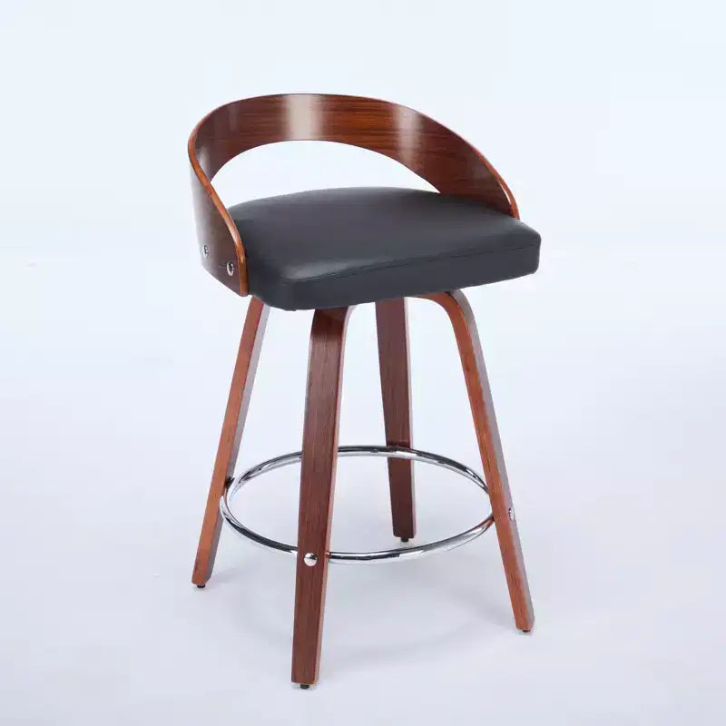 CLIHOME Lot de 2 tabourets de bar pivotants avec dossier bas, chaises de bar en bois avec assise rembourrée douce, hauteur d'assise de 63,5 cm