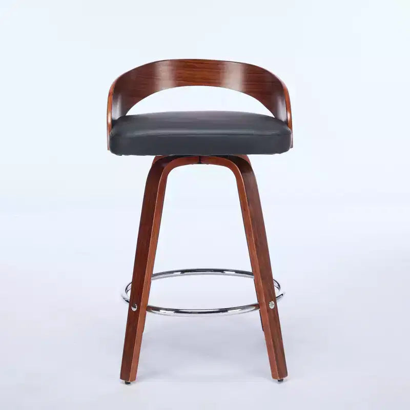 CLIHOME Lot de 2 tabourets de bar pivotants avec dossier bas, chaises de bar en bois avec assise rembourrée douce, hauteur d'assise de 63,5 cm