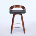 CLIHOME Lot de 2 tabourets de bar pivotants avec dossier bas, chaises de bar en bois avec assise rembourrée douce, hauteur d'assise de 63,5 cm