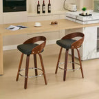 CLIHOME Lot de 2 tabourets de bar pivotants avec dossier bas, chaises de bar en bois avec assise rembourrée douce, hauteur d'assise de 63,5 cm