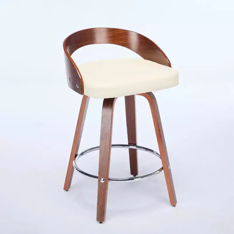 CLIHOME Lot de 2 tabourets de bar pivotants avec dossier bas, chaises de bar en bois avec assise rembourrée douce, hauteur d'assise de 63,5 cm