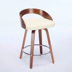 CLIHOME Lot de 2 tabourets de bar pivotants avec dossier bas, chaises de bar en bois avec assise rembourrée douce, hauteur d'assise de 63,5 cm