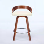 CLIHOME Lot de 2 tabourets de bar pivotants avec dossier bas, chaises de bar en bois avec assise rembourrée douce, hauteur d'assise de 63,5 cm