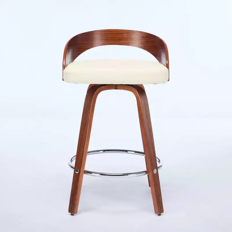 CLIHOME Lot de 2 tabourets de bar pivotants avec dossier bas, chaises de bar en bois avec assise rembourrée douce, hauteur d'assise de 63,5 cm